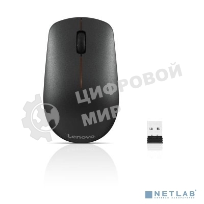 Мышь беспроводная Lenovo 400 черный, 1200 dpi, радиоканал, USB, кнопки - 3