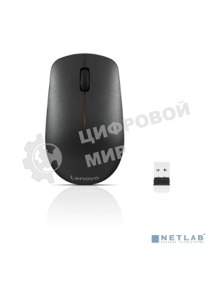 Мышь беспроводная Lenovo 400 черный, 1200 dpi, радиоканал, USB, кнопки - 3
