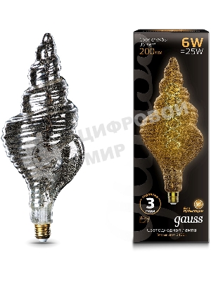 Лампа светодиодная филаментная Gauss Filament Vintage 6Вт цок.: E27 спираль 220B 2400K св. свеч. белый теп. (упак.: 1 шт)