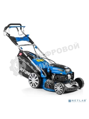 Бензиновая газонокосилка Hyundai L 4610SE самоходная, электрозапуск, двигатель Hyundai ICV145,4-х такт, 3.5 л.с./145 см3, Ширина среза 45,7 см, Высота среза 25-75 мм, 35 кг