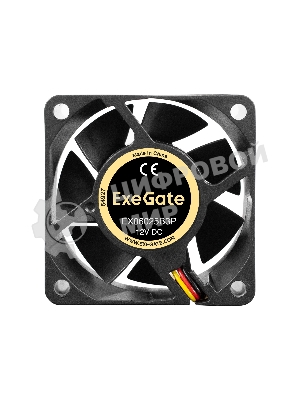 Вентилятор для корпуса ExeGate EX06025B3P черный, 60 мм, 3500 об/мин, 25 дБ, 3 pin
