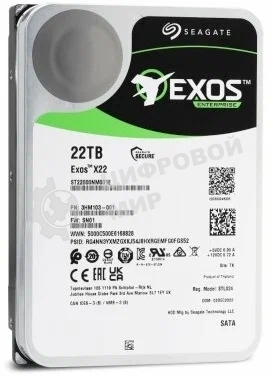 Жесткий диск Seagate HDD Exos X22 ST22000NM001E 22Tb 7200rpm SATA-III 512Mb 3.5