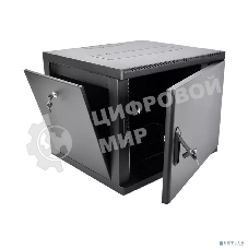 Шкаф телекоммуникационный настенный разборный ЦМО 9U (600 x 650) съемные стенки, дверь металл, черный (ШРН-М-9.650.1-9005)