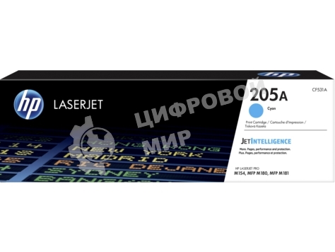 Картридж лазерный HP CF531A (HP 205A) голубой для HP LaserJet M180/M181 900 страниц.