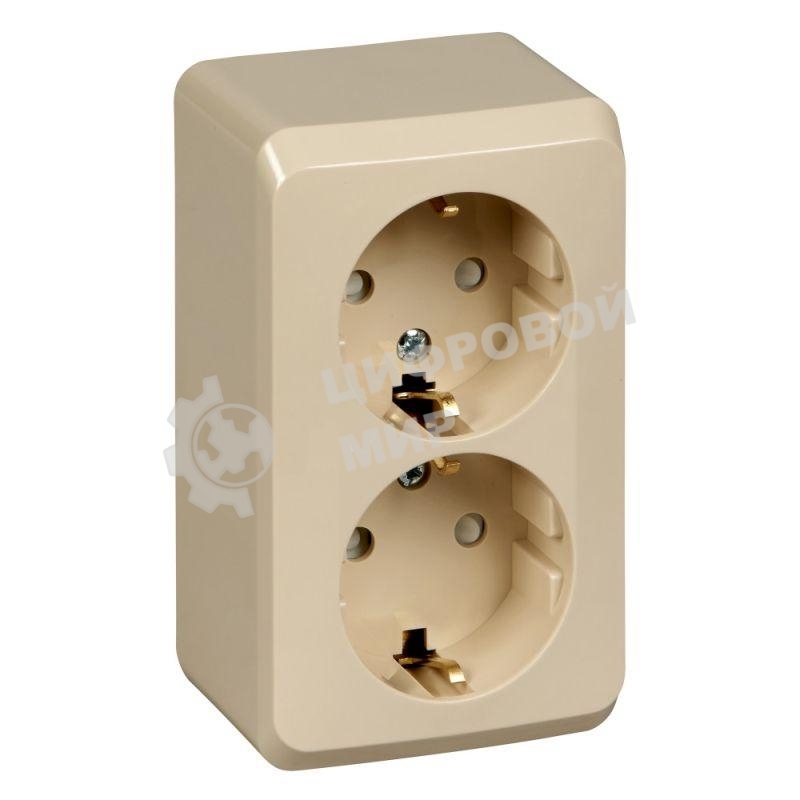 Розетка 2-м ОП Этюд 16А защ. шторки с заземл. крем SchE PA16-008K