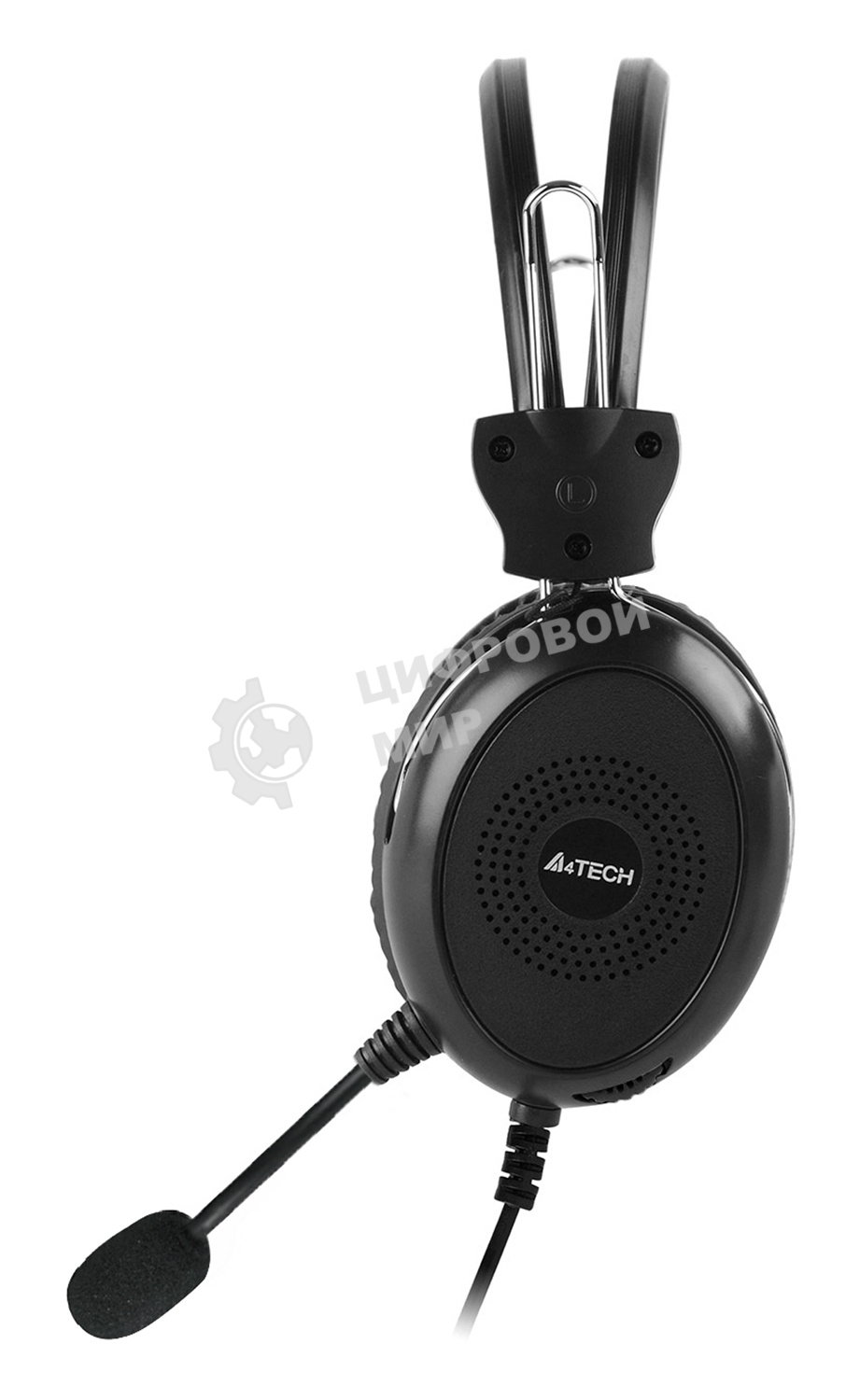 Гарнитура проводная с микрофоном A4Tech HU-30 черный 2м накладные USB оголовье