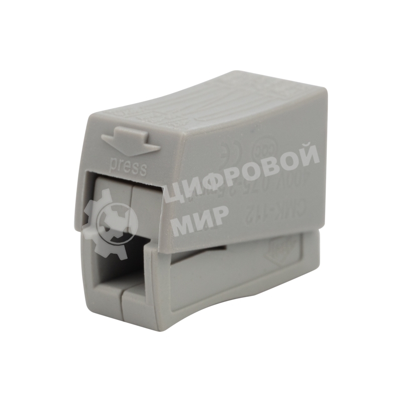 Строительно-монтажная клемма Rexant СМК 224 для светильника на 2 проводника (1,0-2,5)/(0,5-2,5) мм², белая (100 шт./уп.)