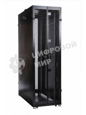 Шкаф серв. ПРОФ нап. 42U (600x1000) дверь перфорированная 2 шт., цвет черный, в сборе (ШТК-СП-42.6.10-44АА-9005) (1 коробка)