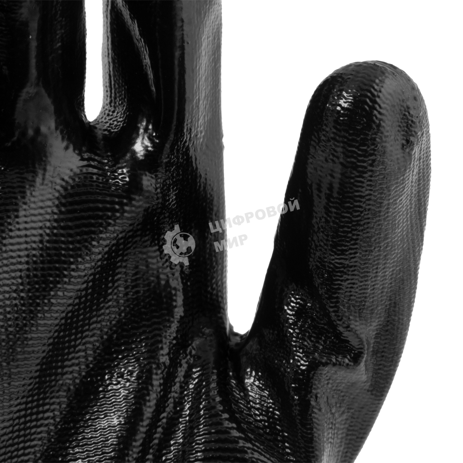 Перчатки полиэфирные Сибртех с черным нитрильным покрытием, размер 9, 13 класс вязки