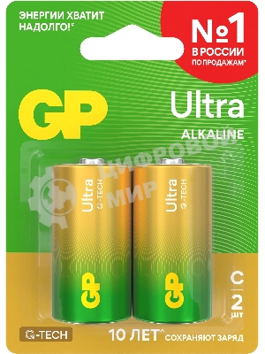 Алкалиновые батарейки GP Ultra Alkaline G-Tech 14А типоразмера C - 2 шт. на блистере