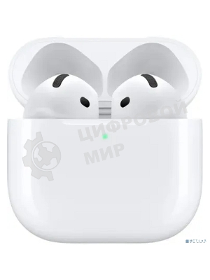 Наушники TWS Apple AirPods 4 (A3050/A3053/A3058) белый, вкладыши, Bluetooth, до 5 ч