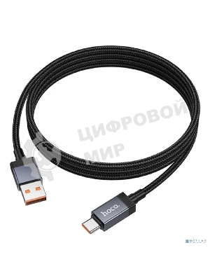 Кабель USB2.0 Hoco AM/Type-C, 5А, с дисплеем, X118, 1м, черный, коробка