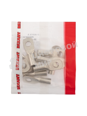 Наконечник медный луженый Rexant ТМЛ 25–8–7 (25мм² - Ø8мм) ГОСТ 7386-80 (в упак. 10 шт.)