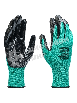 Перчатки полиэфирные Palisad с черным нитрильным покрытием, размер 9, 13 класс вязки