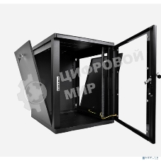 Шкаф телекоммуникационный настенный разборный ЦМО 12U (600 x 520) съемные стенки, дверь стекло, черный (ШРН-М-12.500-9005)