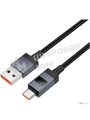 Кабель USB2.0 Hoco AM/Type-C, 5А, с дисплеем, X118, 1м, черный, коробка