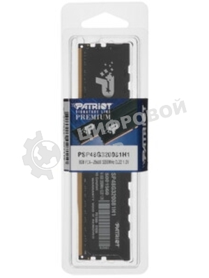 Оперативная память Patriot Signature Premium, DDR4, 8GB (1x8GB), 3200 MHz, CL22, с радиатором, чёрный