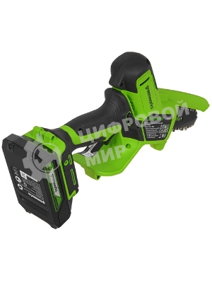 Цепная мини пила GreenWorks G24MCS10K2 аккумуляторная, 24v, 10 см, c АКБ 2АЧ и ЗУ (2008207UA)