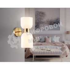 Настенный светильник Ambrella light LH56097/2 BS/FR латунь/белый матовый E14*2 max 40W 215*120*300
