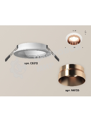 Комплект встраиваемого светильника Ambrella light XC6512025 SWH/PPG белый песок/золото розовое полированное MR16 GU5.3 (C6512, N6135)