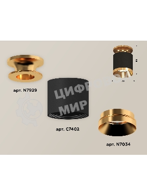 Светильник Ambrella Light XS7402101 SBK/PYG черный песок/золото желтое полированное MR16 GU5.3 (N7929, C7402, N7034)