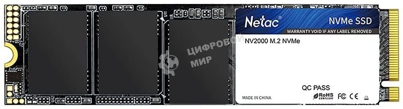 Накопитель SSD Netac NV2000, 256Gb, PCIe 3.0 x4, M.2 2280, NVMe, R/W 2500/1000