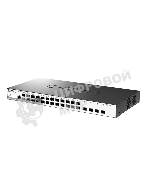 Коммутатор D-Link DGS-1210-28XS/ME/B2A, 24×1 Гбит/с SFP + 4×10 Гбит/с SFP+, настраиваемый