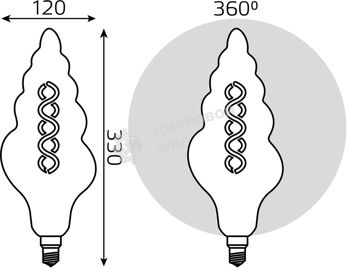 Лампа светодиодная филаментная Gauss Filament Vintage 6Вт цок.: E27 спираль 220B 2400K св. свеч. белый теп. (упак.: 1 шт)