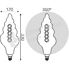 Лампа светодиодная филаментная Gauss Filament Vintage 6Вт цок.: E27 спираль 220B 2400K св. свеч. белый теп. (упак.: 1 шт)
