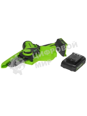 Цепная мини пила GreenWorks G24MCS10K2 аккумуляторная, 24v, 10 см, c АКБ 2АЧ и ЗУ (2008207UA)