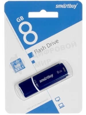 Флешка USB Smartbuy Crown Blue (SB8GbCRW-Bl), 8Gb, USB 3.0, R/W 70/25, синий