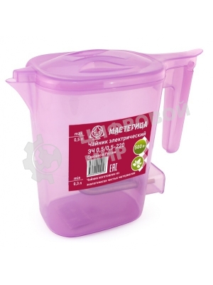 Чайник электрический Мастерица ЭЧ 0,5/0,5-220, пластиковый, сиреневый прозрачный, 0,5л, 500 Вт, (в уп. 10 шт)