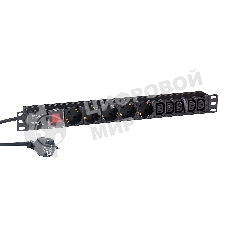 Блок розеток горизонтальный ExeGate ServerPro PDU-19H009 Al-5C135S-EU2.5-SW, 19