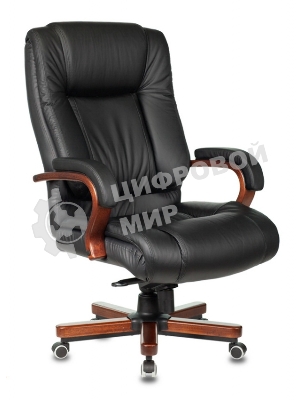 Кресло Бюрократ T-9925WALNUT/BLACK черный, кожа