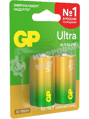 Алкалиновые батарейки GP Ultra Alkaline G-Tech 14А типоразмера C - 2 шт. на блистере
