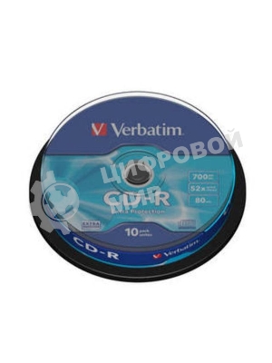 Диск CD-R Verbatim 700Mb 52x Cake Box (10шт) (43437)