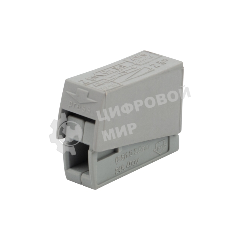 Строительно-монтажная клемма Rexant СМК 224 для светильника на 1 проводник (1,0-2,5)/(0,5-2,5) мм², серый (100 шт./уп.)