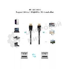 Кабель HDMI 19M/M,ver. 2.1, 8K@60 Hz 0.5m метал разъемы, нейлоновая оплетка Telecom TCG300-0.5M Кабель HDMI 19M/M,ver. 2.1, 8K@60 Hz 0.5m метал разъемы, нейлоновая оплетка Telecom