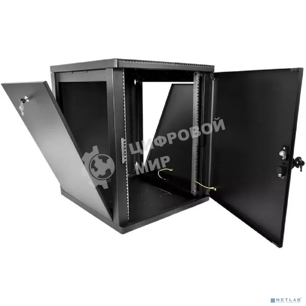 Шкаф телекоммуникационный настенный разборный ЦМО 15U (600 x 650) съемные стенки, дверь металл, черный (ШРН-М-15.650.1-9005)