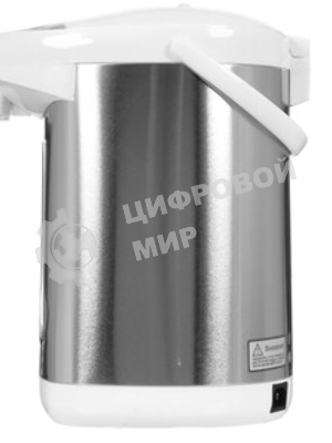 Термопот Energy TP-619 (280307) Мощность: 750 Вт Объем: 4 л Мощность в режиме поддержания температуры: 35 Вт 3 способа подачи воды: автоматическая (нажатием кнопки, нажатием чашкой) и ручная (помпа) Функция поддержания температуры Функция повторного кипячения Быстрое кипячение воды Энергосберегающий принцип работы Скрытый нагревательный элемент нержавеющая стальная колба Съемный шнур питания (длина шнура - 1 м) Индикатор уровня воды Состав (материал): металл, пластмасса