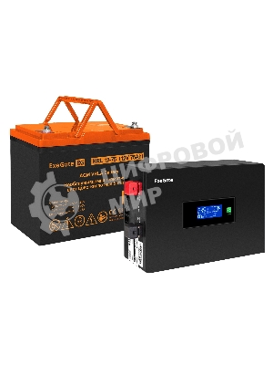 Комплект источника бесперебойного питания Exegate EX295993RUS + батарея 75Aч EX285653RUS 1шт (инвертор, синус, для котла, PF=1, настенный) ExeGate IdealSine SR-1000.LCD.2SH  <1000VA/1000W, чистая синусоида, цветной LCD-дисплей, 2*Schuko, крепление настенное, черный> + батарея ExeGate HRL 12-75 (12В, 75Ач) 1шт