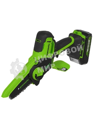 Цепная мини пила GreenWorks G24MCS10K2 аккумуляторная, 24v, 10 см, c АКБ 2АЧ и ЗУ (2008207UA)