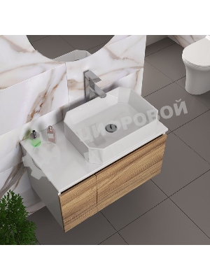 Комплект для ванной, 4 предмета (Тумба подвесная Bau Blackwood 80 + Раковина BAU Hotel 51х37 + Смеситель Hotel Still, нерж. сталь, выпуск черный)