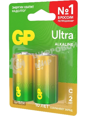 Алкалиновые батарейки GP Ultra Alkaline G-Tech 14А типоразмера C - 2 шт. на блистере
