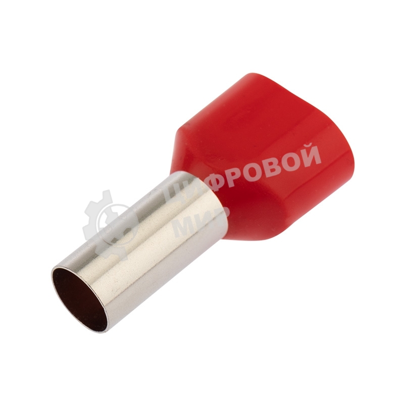 Наконечник штыревой втулочный изолированный Rexant F-14 мм 2х10 мм² (НШВи(2) 10-14/Ги2 10-14) красный