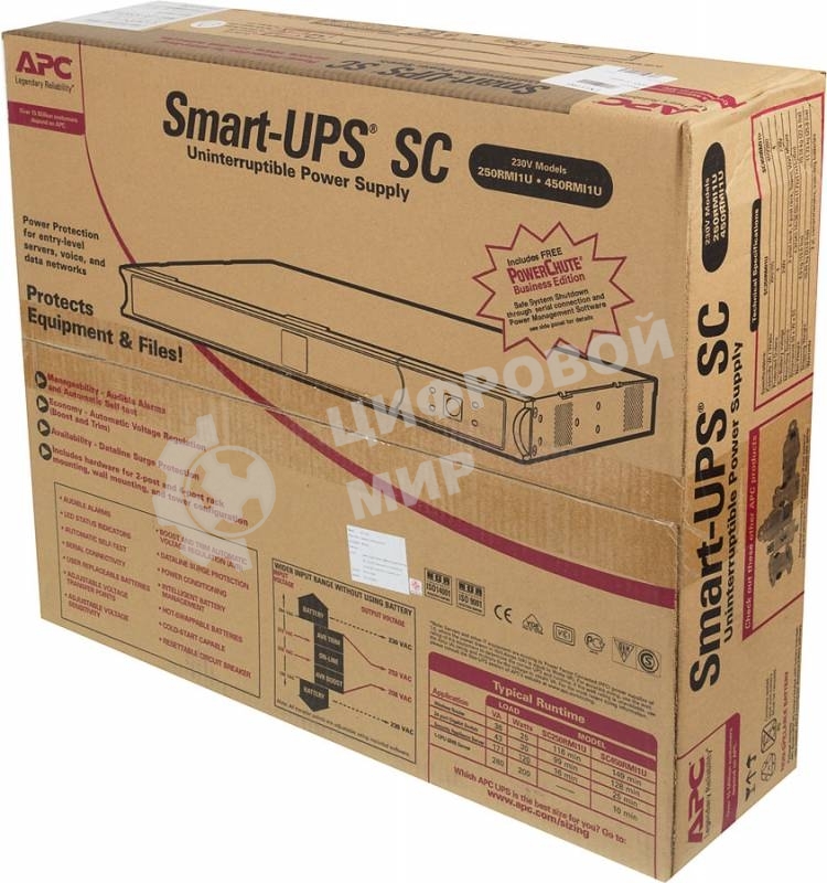 Источник бесперебойного питания APC Smart-UPS SC SC450RMI1U 280Вт 450ВА черный