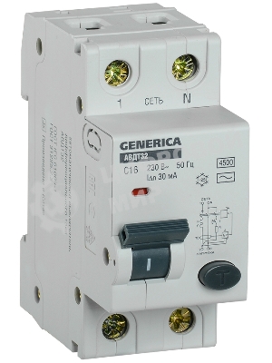 Выключатель автоматический дифференциального тока C16 30мА АВДТ 32 GENERICA IEK MAD25-5-016-C-30
