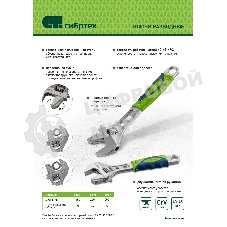 Ключ разводной Сибртех 250мм, переставная губка, 2 - х комп.рукоятка