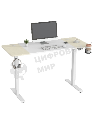 Стол компьютерный Cactus CS-EDL-WWD столешница МДФ дуб молочный каркас белый