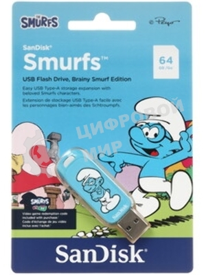 Флешка USB SanDisk Smurfs 64Gb SDCZIS-064G-G46, USB3.2, синяя